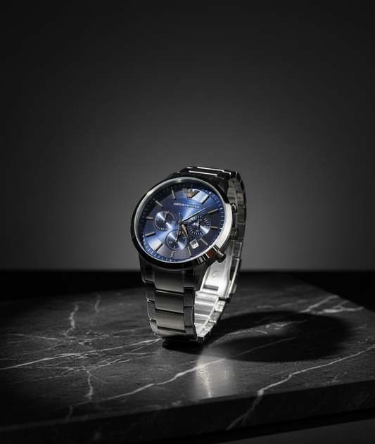 Emporio Armani Classic Blue Dial Stainless Steel1