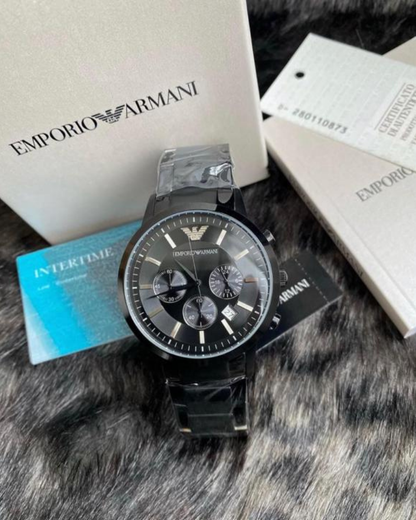 Emporio Armani Classic Black Dial Stainless Steel1