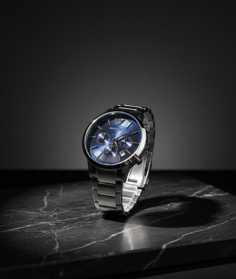 Emporio Armani Classic Blue Dial Stainless Steel1