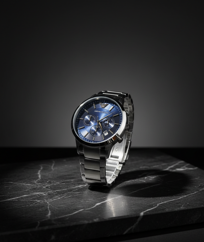 Emporio Armani Classic Blue Dial Stainless Steel1