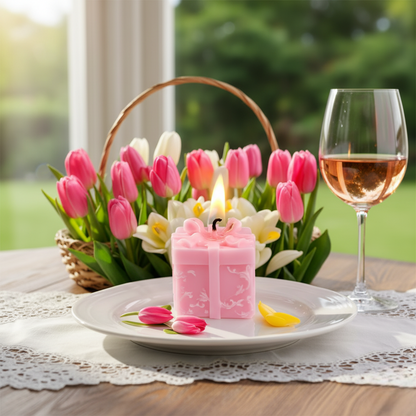 Pink Gift Box Decorative Candle