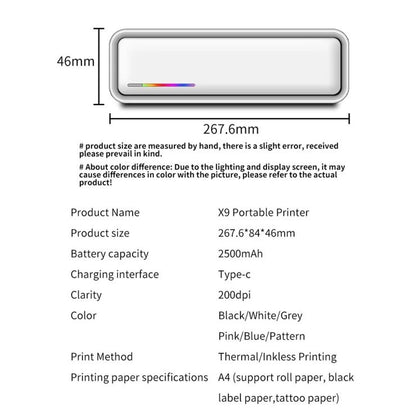 X9 Portable Wireless Printer – 2500mAh
